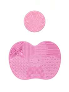 Suction Cup Silicone Makeup Brush Cleaning Pad, Portable Apple-Shaped Brush Cleaning Mat, Quick-Dry Multi-Textured, Suitable For Eyeshadow Brushes, Blending Brushes, Powder Puffs, Can Be Used In Sink Or On The Go, Makeup Tool Cleaner, Essential For Women - A - View 11