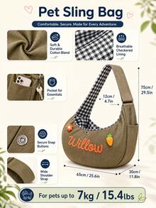 Personalized Custom Name Pet Crossbody Bag, Handmade Yarn Embroidery, Small Cat & Dog Shoulder Bag, Personalized Pet Gift, Hands-Free Pet Carrier, Pet Travel & Walking Bag - Multicolor - View 5