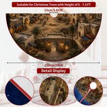 1pc Bethlehem Ancient City Scene Pattern Christmas Tree Skirt, Elegant Color Holiday Decor, 5 Sizes, Unisex Holiday Gift, Suitable For Home And Party Christmas Home Decoration - Bethlehem Ancient City Market - View 10
