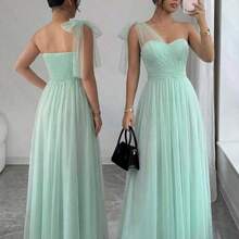 Elenzya Vestido elegante y romántico sin mangas con cuello de halter, cintura con lazo y falda de línea A, adecuado para bodas, fiestas y reuni - Negro - Ver 5