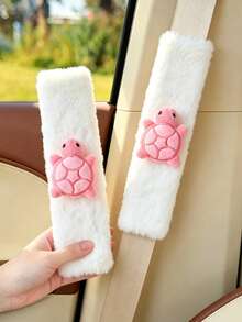 1pc/2pcs Car Seat Belt Pad Turtle Decor, Car Seat Belt Protector, Soft And Comfortable Interior Decoration - A - View 5