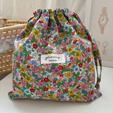 1pc Floral Fabric Drawstring Bag, Storage Bag, Lingerie Bag, Travel Bag - Multicolor - View 16