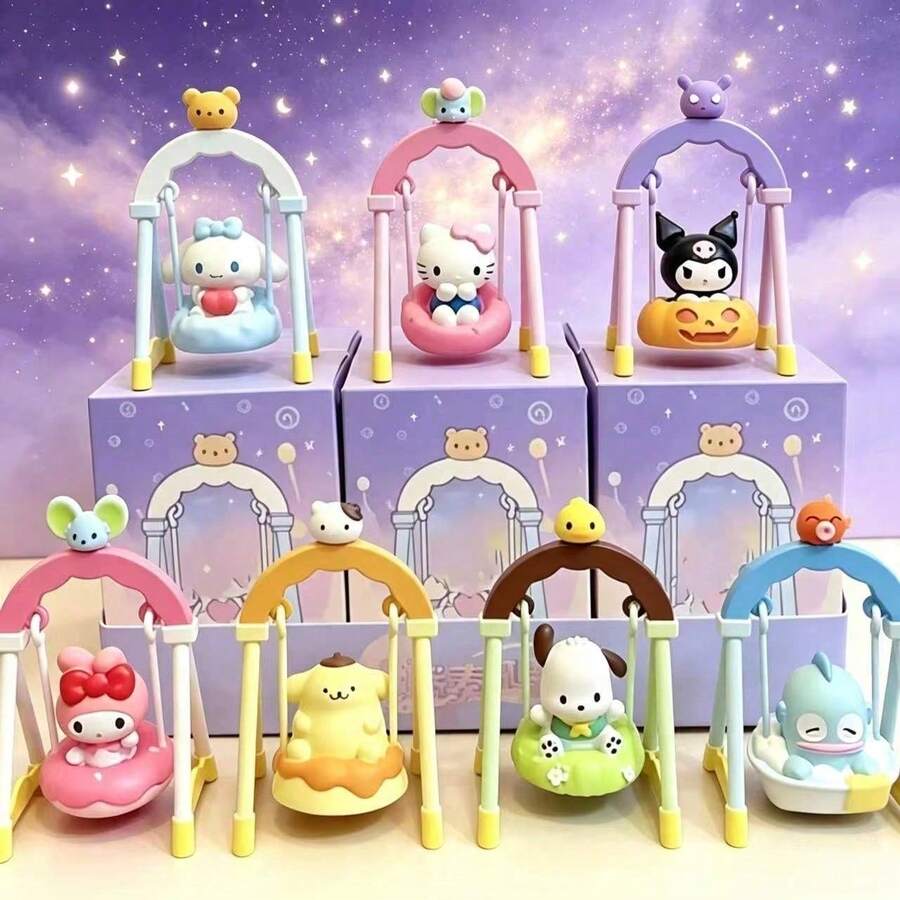 SANRIO Swing Mystery Box Series - Perfect Choice For Family Gatherings, Birthday Parties And Christmas Surprise Gifts | Suitable For Car, Computer Monitor And Home Decor | Cute Cartoon Character Design | Ideal Gift For Friends | PVC Material, Anime Theme Accessories - Multicolor - View 1