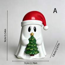 Christmas Ghost Resin Statue, Cute Christmas Hat Ghost Statue, Desktop Decoration With Gift Box And Mini Christmas Tree, Christmas Family Table Stand Decoration - Christmas Ghost Ornament - View 12