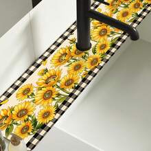 1pc Sunflower Pattern, Sink Faucet Absorbent Mat, Drainage Mat, Suitable For Kitchen, Bathroom Sink, Countertop, Drainage Mat, Diatomaceous Earth Material, Trimmable, Quick-Dry Mat - Multicolor - View 3