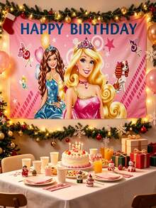 MASSDI Birthday Party Photo Backdrop, Multi-Style Pink Portrait Themed Background Banner, Thick Polyester Fabric, HD Clear Printing, Lightweight & Foldable, Pre-Punched Hanging Holes, Perfect For Birthday Celebrations, Portrait Shooting - Multiple Styles - View 8