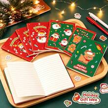 4 Christmas Mini Pocket Notebooks Shipped In Random Colors, Featuring Santa Claus, Snowman, And Reindeer Designs, Perfect For Holiday Parties And As Decorative Writing Notebooks Or Gifts. - A - View 4