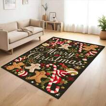 1 buah Karpet Beludru Kristal Persegi Panjang Motif Kue Jahe, Permen Tongkat, dan Selamat Natal Warna Hijau Tua, Natal, Karpet Dekoratif, Dekorasi Kamar Tidur, Karpet Besar, Karpet, Dekorasi Rumah, Karpet Ruang Tamu, Karpet Kecil Ruang Tamu, Karpet Kamar Tidur, Dekorasi Rumah Ruang Tamu, Karpet Luar Ruangan, Karpet yang Dapat Dicuci - MultiWarna - View 2