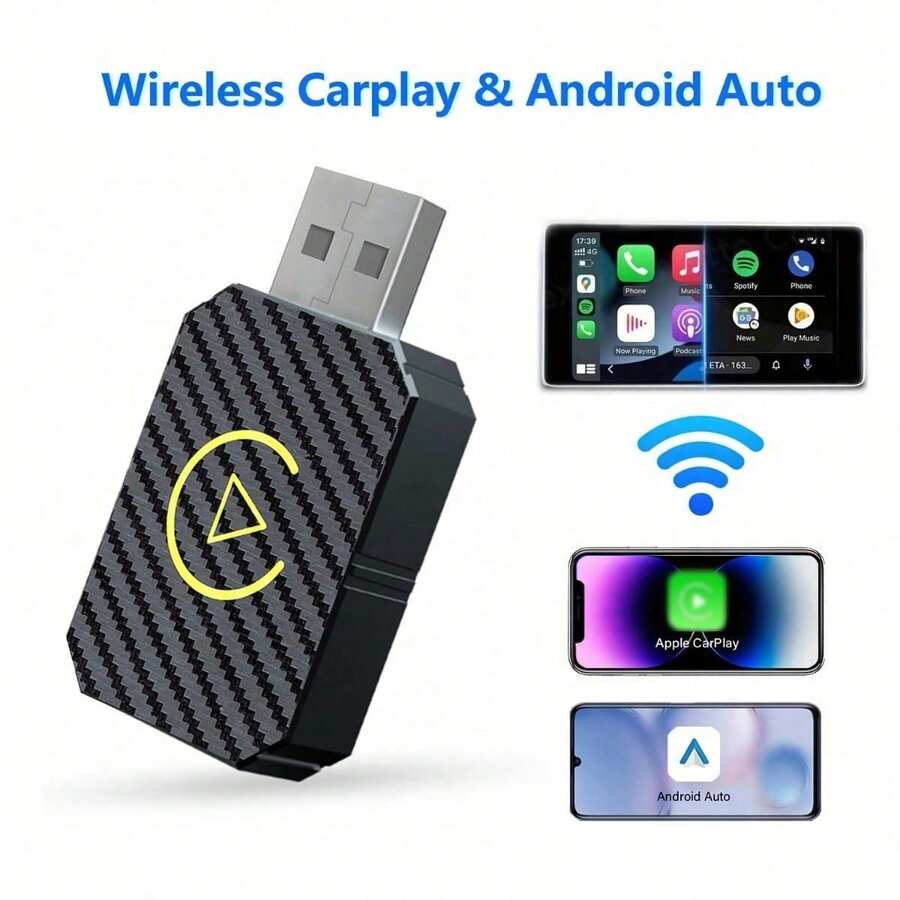 Adaptor CarPlay Nirkabel | Dilengkapi dengan USB-C, Kompatibel dengan Apple dan Android, Konverter CarPlay Nirkabel Mini Plug and Play, Latensi Rendah, Pengaturan Mudah, Output Audio yang Ditingkatkan, Tidak Membutuhkan Baterai, Versi Terbaru 2025, Koneksi Cepat dan Stabil - Q1M - View 1