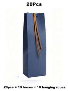 50/20pcs Portable Kraft Paper Gift Bags With Leather Ribbon Handles, Suitable For Wine Bottles, Party Favors, Weddings, Birthdays, Holiday Gift Packaging Decoration, Aesthetic Shopping Bags - Multicolor - View 16