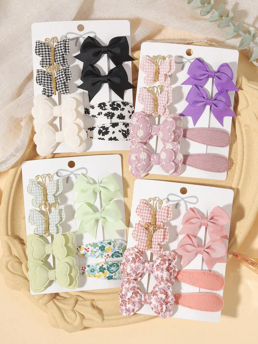 8pcs Multi-Style Hair Clip Set, Ditsy Floral Daily Photo Hair Clips, Multiple Colors Available - Mixed color - View 1