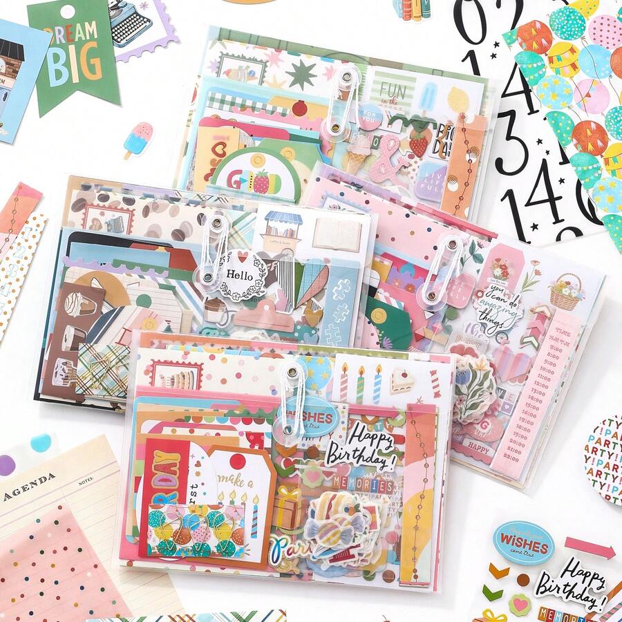 Paket Bahan Memo Kisah Cinta Tema Ulang Tahun Gaya Penyembuhan Stiker Perencana Korea Set Dekorasi Kemasan Kolase Scrapbooking