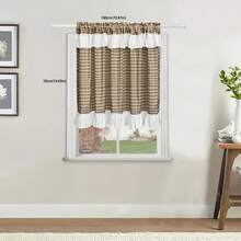 1pc Cloud Lace Plaid Curtain, Multi-Color Selection, Soft Lace Design For Minimalist Elegant Home Decor - Brown - View 13