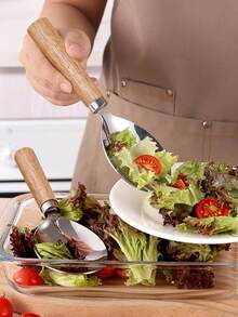 1PC Matte 304 Stainless Steel Conical Salad Bowl 19/21/25cm, Wooden Handle Salad Serving Fork Set, Restaurant Fruit Vegetable Mixing Bowl, Used For Pasta, Chips, Desserts, Home Western Style Plating Tableware - View 10