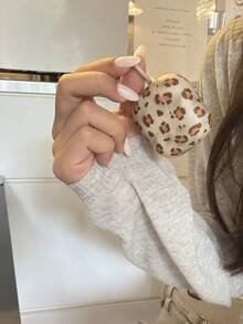 Khaki Leopard Print Earphone Case For Pods Pro 3, 4th Gen Wireless Bluetooth Apple Pods 1/2, Pro New 3rd Gen Pro 2, Anti-Drop Protective Cover, Korean Style For Women - Brown - View 8