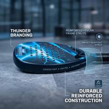 Crystals Padel Racket Carbon Fibre Kevlar Composite 375g EVA Memory Flex Foam Core Racquet With Bag - Blue - View 7