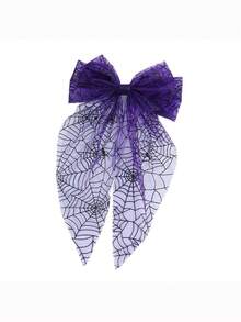MH 1pc/3pcs Women's Bowknot Multi-Color Halloween Spider Web Spring Hair Clip Back Of Head Bun Hair Clip Suitable For Holiday Use - Multicolor - View 4