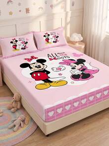 Disney 1件裝迪士尼印花包床單床墊套，秋季床上用品，床墊保護套，柔軟舒適溫馨透氣防皺，可機洗，單人/雙人/加大/特大號，四季通用，不含枕頭與枕套，宿舍床上用品，臥室裝飾 - 彩色 - 查看 7