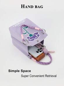 1pc Cute Cartoon Plant Pattern Large Capacity Lightweight Tote Bag, Suitable For Commuting, School, Travel, Portable Matching With Outfits, All Seasons - Multicolor - View 5