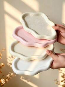 Cloud-Shaped Single-Layer Plastic Storage Tray, Jewelry & Perfume Display Plate, Multi-Functional Desktop Organizer, Suitable For Keys & Small Accessories, Home Living Room Office Decor, Holiday Gift Choice - Multicolor - View 2
