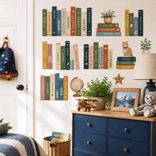 3D Floating Bookshelf Wall Sticker With Colorful Books And Reading Theme, Bedroom Decor, Educational Wall Decoration, Modern Reading Nook Decor, Suitable For Home Bedroom And Game Room - Educational Wall Decals - View 3