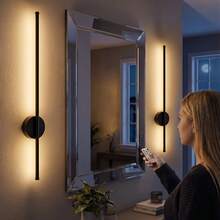 Long Rechargeable Wireless LED Wall Light, Dimmable Battery Powered Wall Lamp, Suitable For Bedroom, Living Room, Staircase, Hallway, Rental Home Decor Gift - Black - View 10
