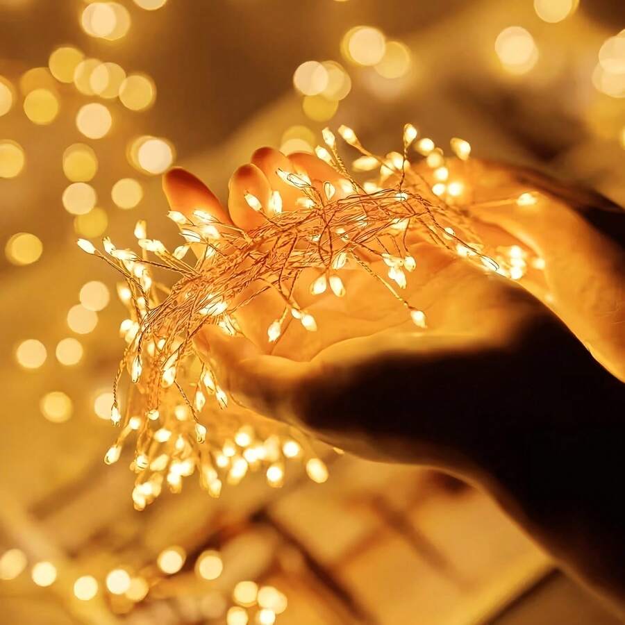 Twinkling Waterfall LED Fairy Lights, Comes With Battery Box, Batteries Not Supplied, Warm Glow Hanging Light Strands, Cozy Home Lighting For Christmas Mantel, Window And Festive Decor