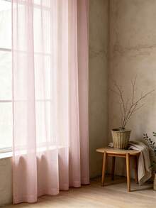 2-Piece Sheer Curtains, Pink Fashion Modern Home Window Decor, Living Room Bedroom Curtains, All Season, Rod Pocket Hanging, Easy Installation - Pink - View 4