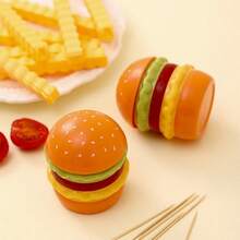 Tempat Tusuk Gigi dan Kotak Penyimpanan Benang Gigi Berbentuk Hamburger Kreatif - Desain Hamburger Lucu, Cocok untuk Dekorasi Kantor dan Meja - Tempat Tusuk Gigi Dekoratif dengan Motif Hamburger, Desain Ringkas untuk Menyimpan Cotton Bud, Kotak Benang Gigi, Wadah Penyimpanan Higienis - View 4