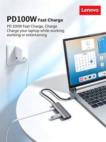 Lenovo S705 Type-C Docking Station To HDMI Cable, Aluminum Alloy Shell For Fast Heat Dissipation, Efficient Office Use, 4K 30Hz Screen Mirroring, PD 100W Fast Charging, Compatible With Desktop And Laptop - View 5