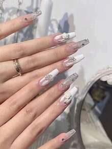 1pc/2pcs Autumn/Winter New White Brushstroke Texture Nail Stickers, Multiple Hand-Painted Brushstroke Patterns, Simulating Oil Painting Smear Texture, Creating Artistic Atmosphere. The Stickers Are Thin And Flexible, With High Texture Reproduction, Clean Cutting, Adhere Smoothly To Nail Surface Without Curling Edges, Easy To Peel And Stick - White - View 3