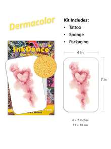 1 Kit "Bloody Heart" Temporary Tattoos, Fake Tattoos, Waterproof, Authentic Tattoo Look, Halloween Scar, Blood Injury Cut Scratches Stitches, Scary Makeup, Colorful, InkDance Ink Dance, Easy To Apply And Remove, Men, CSD067 - Multicolor - View 2