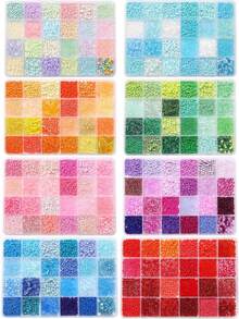 5200pcs/Box 24-Grid Glass Seed Beads DIY Jewelry Making Kit, Suitable For Women Bracelets & Holiday Gifts - Multicolor - View 4