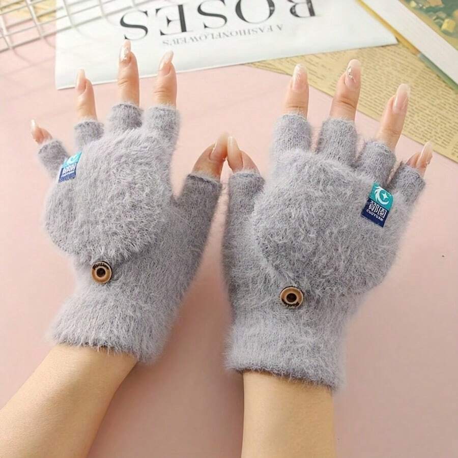 Unisex Warm Flip-Top Gloves - Winter Cold-Proof, Soft Non-Elastic Design, Washable Outdoor Commute Daily Gloves - A - View 1