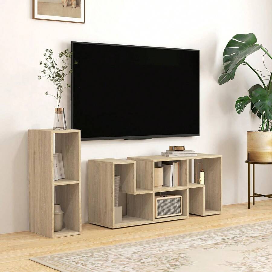 2026 NEW : TV Stand ForTelevision Up To 75 Inches, Oak Wood-Effect - Grey Oak Wood Grain - View 1