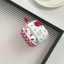 Minimalist Polka Dot Red Plaid House Earphone Case Compatible With AirPods Case 2/3/4/Pro/Pro2/Pro3, Shockproof Earphone Case, With Ring, Unisex Gift, Commuter Accessory, Fashion Creative, Combines Aesthetics And Practicality - White - View 10