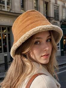 1 buah Topi Ember Bolak-balik, Topi Ember Hangat Dua Sisi yang Dapat Dipakai, Topi Ski Kasual Luar Ruangan Tahan Angin untuk Musim Gugur/Musim Dingin, Unisex - MultiWarna - View 2