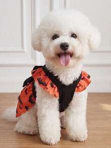 LUCKIE PAW 1pc Black Bat Pattern Pet Dress, Physical Flea Protection, Reduces Shedding, Heat Insulation, Breathable, Suitable For Small And Large Dogs And Cats, Indoor And Outdoor - Orange - View 5