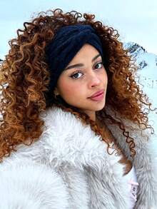 DUOJIAOYAN 1pc Autumn/Winter New Style Cable Knit Outer Layer With Thick Fleece Lining Wide Elastic Hair Band, Suitable For Sports, Cold Protection And Warmth, Hair Band Accessory, Sports Headband - Multicolor - View 11
