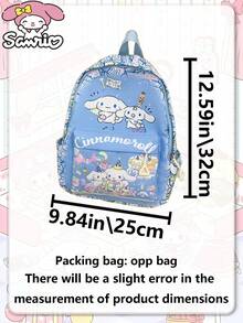asmodee Sanrio Cinnamoroll Printed Backpack, Full-Coverage Graffiti Style Pattern Polyester Daily Bag, Multiple Storage Pockets, Adjustable Thickened Shoulder Straps - Multicolor - View 3