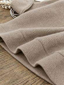 Plus Size Women's Casual Crew Neck Long Sleeve Sweater Top Outfit Set, Spring Autumn Winter - Earth Gray - View 7