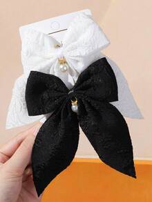 6/1pc Girls Multi-Color Fabric Bow Swallowtail Hair Clips With Rhinestone Embellishment Alligator Hair Clip Hair Accessories With Rhinestone And Pearl Pendant Hair Clips For Back Of Head Daily Use - Multicolor - View 3