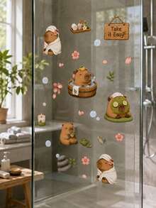 SUPSTICKER 1PC 4 Styles Capybara Wall Stickers, Cute Cartoon Peel & Stick Removable Wall Decals For Bedroom, Living Room, Furniture & Home Decor - 1PC - View 6