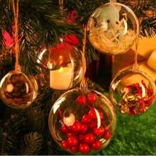 Clear Plastic Hollow Ball Shell Acrylic Sphere DIY Handmade Round Pendant Openable Christmas Ball Hanging Ornament - Multicolor - View 9
