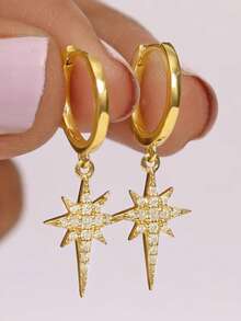 1 Pair Exaggerated Geometric Stud Earrings For Women, European And American Style - Gold - View 6