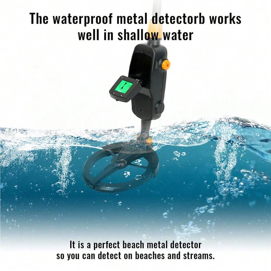 7.4 Inch Waterproof Metal Detector, Gold Detector, Lightweight Search Coil (24 Inch - 35 Inch) Adjustable Metal Detector - Black - View 1