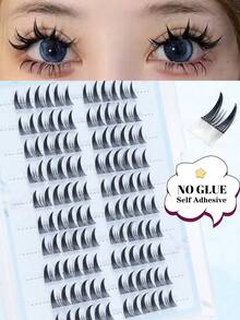 Roll C 60 Clusters Pre-Glued False Eyelashes, Doll Cartoon Style Glue-Free Eyelashes, Soft Fiber, Suitable For Beginners Quick Application, Applicable For Photography, Cosplay, Party And Other Occasions - C - View 9