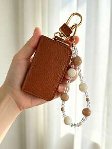 Universal Car Key Case, Leopard Print Key Strap + Key Case Set, Car Lock Remote Control Protector, Key Shell Cover - A - View 3