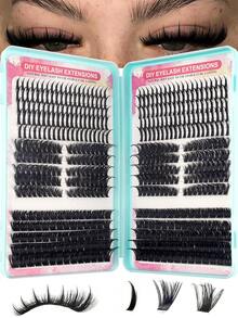 600/500/460 Cluster Eyelash Set (Includes Pointed Lashes), Length 10-18mm, Cartoon Fairy Style Single Cluster Lashes, Lightweight Fluffy Extension Effect, D Curl Pointed Cluster Eyelash Set - DD - View 2