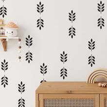 1pc Minimalist Black Branch & Leaf Wall Sticker, Nordic Style Vertical Leaf Living Room Background Wall Self-Adhesive Decorative Decal - Multicolor - View 1